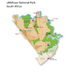 Map of uMkhuze National Park in South Africa